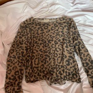 Fuzzy cheetah print drawstring longsleeve